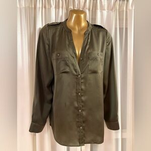 Olive Green Women's Button-Up Blouse